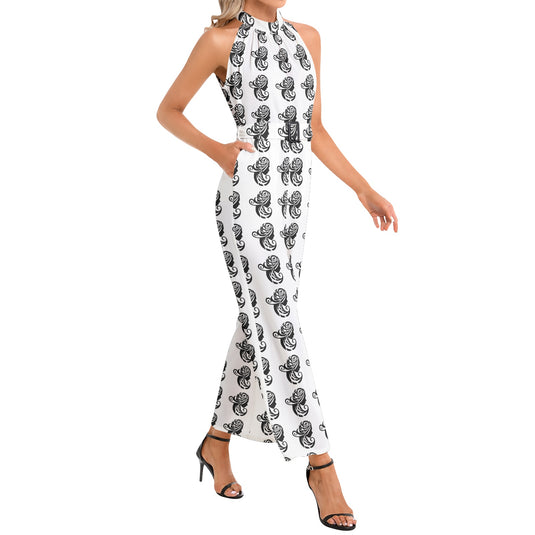 Halter Neck Buckle Belted Jumpsuit