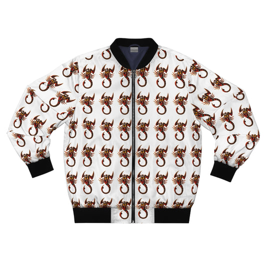 Stylish Scorpion Print Men's Bomber Jacket, Trendy Outerwear, Unique Gift for Him, Casual Fashion, Streetwear Style