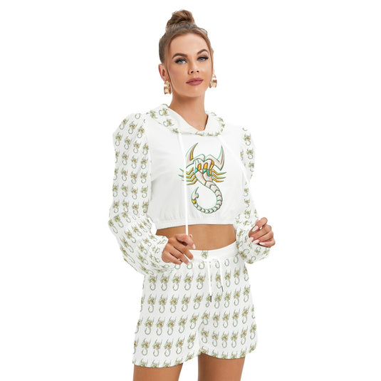 All-Over Print Women's Mirco Fleece Hoodie And Shorts Set