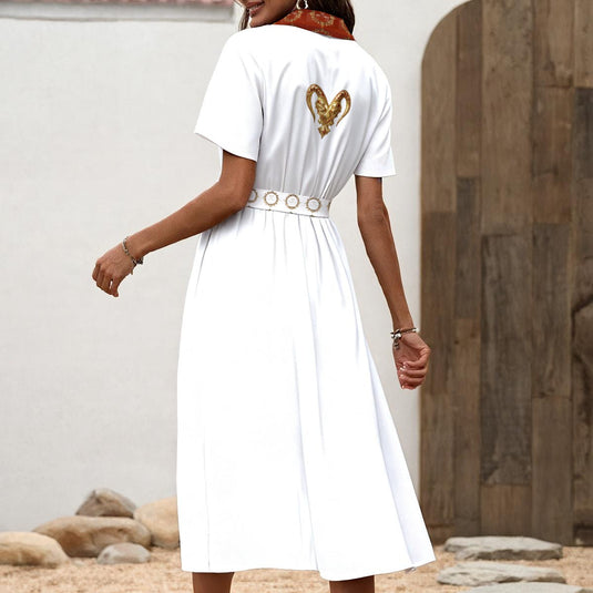 E.B.V. Aries White Crimson Gold Ladies Dress