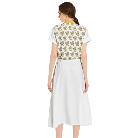 Drawstring Waist A-line Flared Midi Dress - Emotional by Vante
