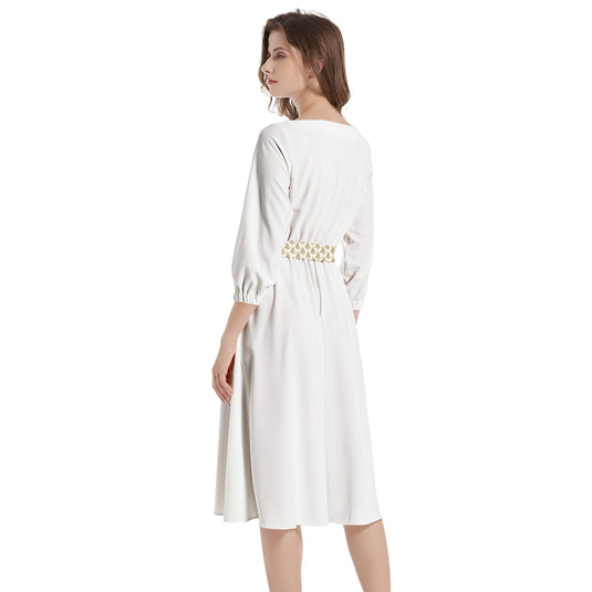 Boat Neck Belted Flared Dress - Emotional by Vante
